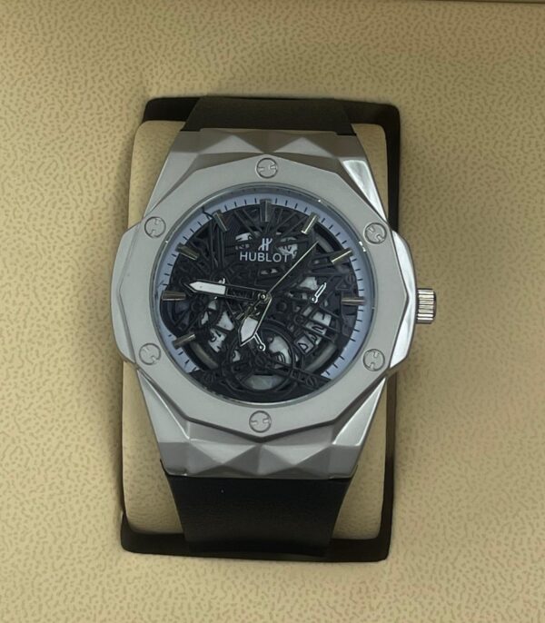 Hublot HB Black Skeleton Dial Watch.